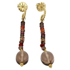 David Yurman Tweejoux Multicolor Gemstone Bead 18k Yellow Gold Dangle Earrings