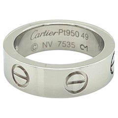 Cartier Classic LOVE 1 Diamond Platinum 5.5mm Band Ring w/Cert Size 4.5 EU 49