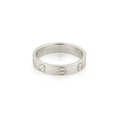 Cartier Small LOVE 18k White Gold 3.5mm Band Ring w/Paper Size 4.5/EU 47
