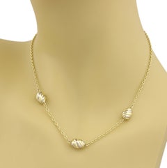 Cartier 18k Two-Tone Gold Triple Oval Swirl Charm Chain Necklace 15.5"