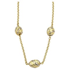 Cartier 18k Two-Tone Gold Triple Oval Swirl Charm Chain Necklace 15.5"