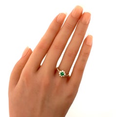 Tiffany & Co. Diamond Emerald Floral 18k Yellow Gold Ring Size 4.5