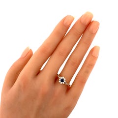 Tiffany & Co. Diamond Sapphire 18k Yellow Gold Ring Size 6.5
