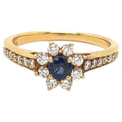 Tiffany & Co. Diamond Sapphire 18k Yellow Gold Ring Size 6.5