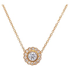 Tiffany & Co. Enchant Garden Diamond 18k Rose Gold Flower Pendant Necklace 16"