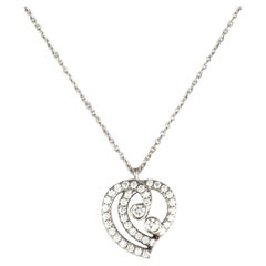 Tiffany & Co. Enchant Diamond Platinum Heart Pendant Necklace 16"