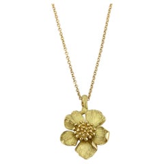 Tiffany & Co. Dogwood 18k Yellow Gold Floral Pendant Necklace 16"