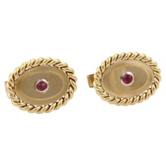 Tiffany & Co. Pink Tourmaline 18k Yellow Gold Oval Stud Cufflinks