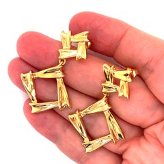 Tiffany & Co. Vintage 18k Yellow Gold Open Square Dangle Earrings