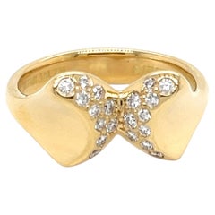 Tiffany & Co. Elsa Peretti Double Leaf Diamond 18k Yellow Gold Ring Size 5.5