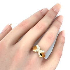 Tiffany & Co. Elsa Peretti Double Leaf Diamond 18k Yellow Gold Ring Size 5.5