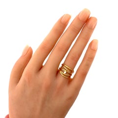 Tiffany & Co. Elsa Peretti Wave Diamond 18k Yellow Gold 5-Row Ring Size 5
