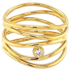 Tiffany & Co. Elsa Peretti Wave Diamond 18k Yellow Gold 5-Row Ring Size 5