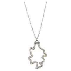 Tiffany & Co. Frank Gehry Diamond Leaf 18k White Gold Pendant Necklace 18"
