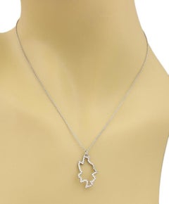 Tiffany & Co. Frank Gehry Diamond Leaf 18k White Gold Pendant Necklace 18"