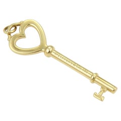 Tiffany & Co. Heart Key 18k Yellow Gold Charm Pendant