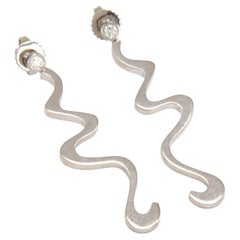 Tiffany & Co. Frank Gehry Equus Diamond 18k White Gold Long Earrings