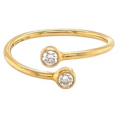 Tiffany & Co. Elsa Peretti Diamond 18k Yellow Gold Hoop Ring Size 4.5