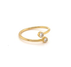 Tiffany & Co. Elsa Peretti Diamond 18k Yellow Gold Hoop Ring Size 4.5