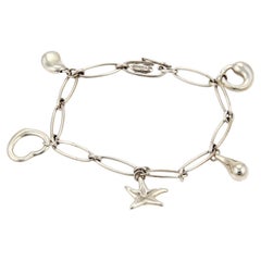 Tiffany & Co. Elsa Peretti Sterling Silver 5 Charm Bracelet 7.25"