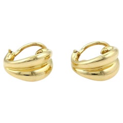 Tiffany & Co. Leaf 18k Yellow Gold Huggie Earrings