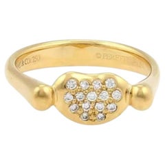 Tiffany & Co. Elsa Peretti Diamond Bean 18k Yellow Gold Ring Size 5