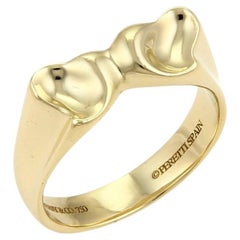 Tiffany & Co. Elsa Peretti Double Curved Full Heart 18k Yellow Gold Ring Size 7