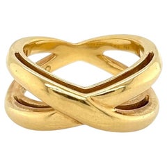 Tiffany & Co. Double X Crossover 18k Yellow Gold Band Ring Size 5