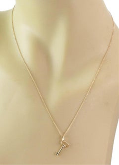 Tiffany & Co. 18k Yellow Gold Diamond Key Pendant Necklace 18"