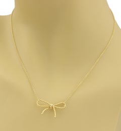 Tiffany & Co. Twisted Cable 18k Yellow Gold Bow Pendant Necklace 16.5"