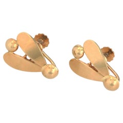 Tiffany & Co. Retro Floral 14k Yellow Gold Huggie Earrings