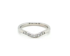 Tiffany & Co. Elsa Peretti Diamond Curved Platinum Band Ring Size 6