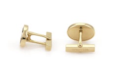 Tiffany & Co. Diamond Onyx Oval 18k Yellow Gold Stud Cufflinks