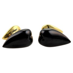 Tiffany & Co. Elsa Peretti 18k Yellow Gold Black Onyx Stud Cufflinks