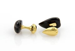 Tiffany & Co. Elsa Peretti 18k Yellow Gold Black Onyx Stud Cufflinks