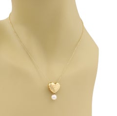 Tiffany & Co. Pearl Cupid Arrow Heart 18k Yellow Gold Pendant Necklace 16"