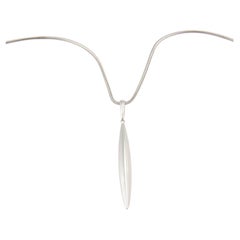 Tiffany & Co. Feather 18k White Gold Snake Chain Pendant Necklace 20"