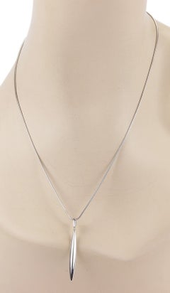 Tiffany & Co. Feather 18k White Gold Snake Chain Pendant Necklace 20"