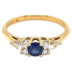 Tiffany & Co. Diamond Sapphire 18k Yellow Gold Cocktail Ring Size 6