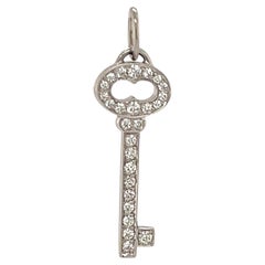 Tiffany & Co. Diamond Platinum Mini Oval Key Charm Pendant