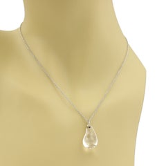 Tiffany & Co. Elsa Peretti Platinum Rock Crystal Teardrop Pendant Necklace 16"