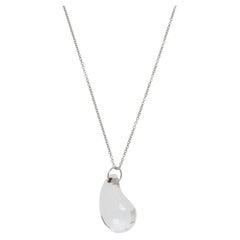 Tiffany & Co. Elsa Peretti Platinum Rock Crystal Teardrop Pendant Necklace 16"