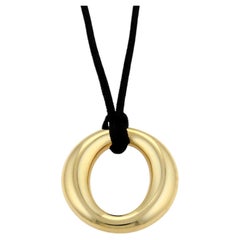 Tiffany & Co. Peretti Sevillana 18k Yellow Gold & Black Cord Pendant Necklace