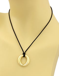 Tiffany & Co. Peretti Sevillana 18k Yellow Gold & Black Cord Pendant Necklace