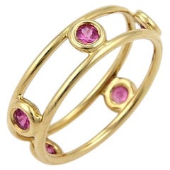 Tiffany & Co. Peretti Pink Sapphire By The Yard 18k Yellow Gold Band Ring Size 5