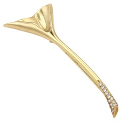 Tiffany & Co. Diamond Ginkgo Lily 18k Yellow Gold Floral Pin Brooch