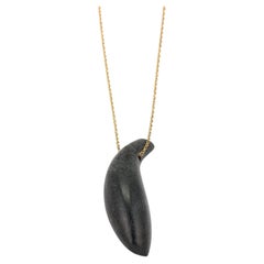 Tiffany & Co. Frank Gehry 18k Yellow Gold Jade Fish Pendant Necklace 18"