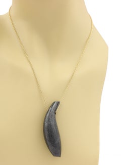 Tiffany & Co. Frank Gehry 18k Yellow Gold Jade Fish Pendant Necklace 18"