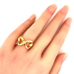 Tiffany & Co. Picasso Infinity 18k Yellow Gold Double Hearts Ring Size 5.5