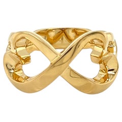 Tiffany & Co. Paloma Picasso Double Hearts Infinity 18k Yellow Gold Ring Size 6